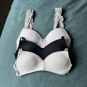 Aerie wireless push-up bra set🩶🖤